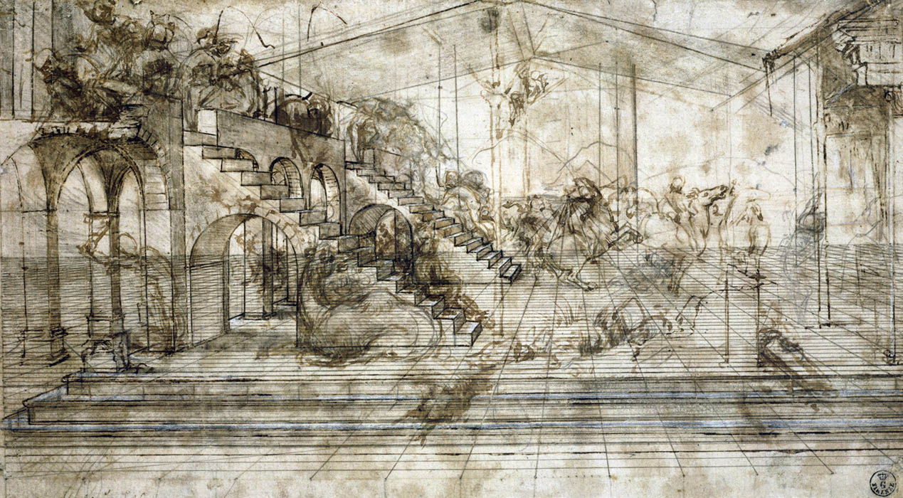 Leonardo Da Vinci, Fiume che scorre tra le rocce (1478-1481 circa) penna e inchiostro bruno su carta, 220 ✕ 158 mm The Royal Collection / HM Queen Elizabeth II 